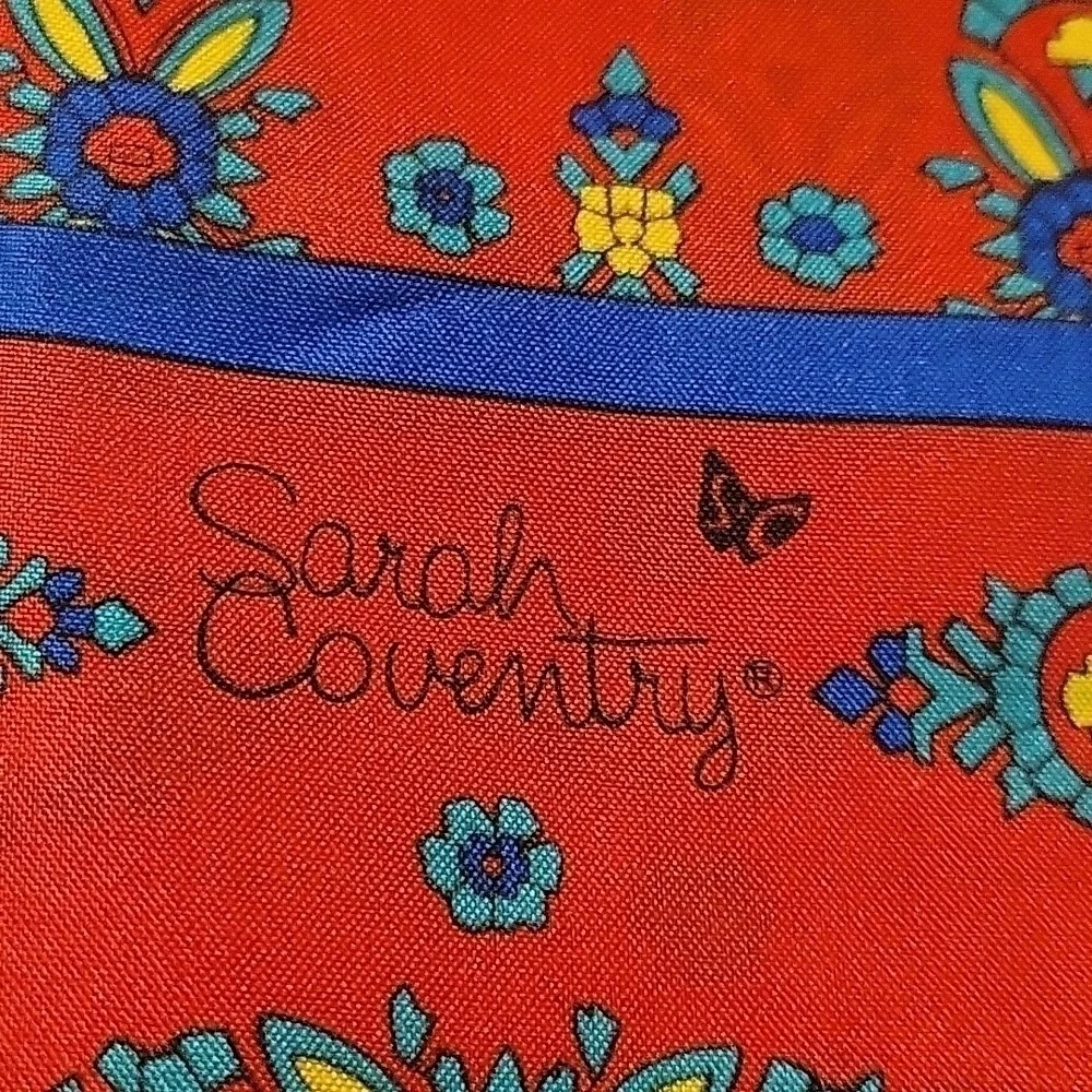 VTG SARAH COVENTRY Tomato Red Floral Scarf